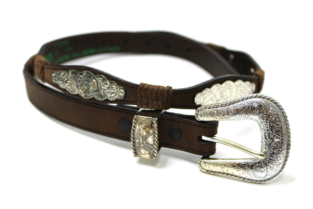 VTG Resistol Western Leather Belt Concho Women’s Skinny Cowgirl Festival Size M